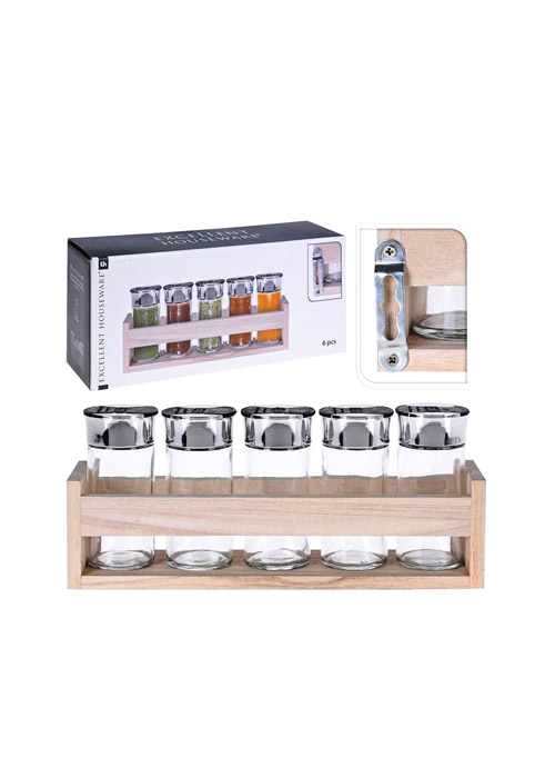 Excellent Houseware Spice Rack With 6 Pots and Brown Stand Ace Hardware Maldives